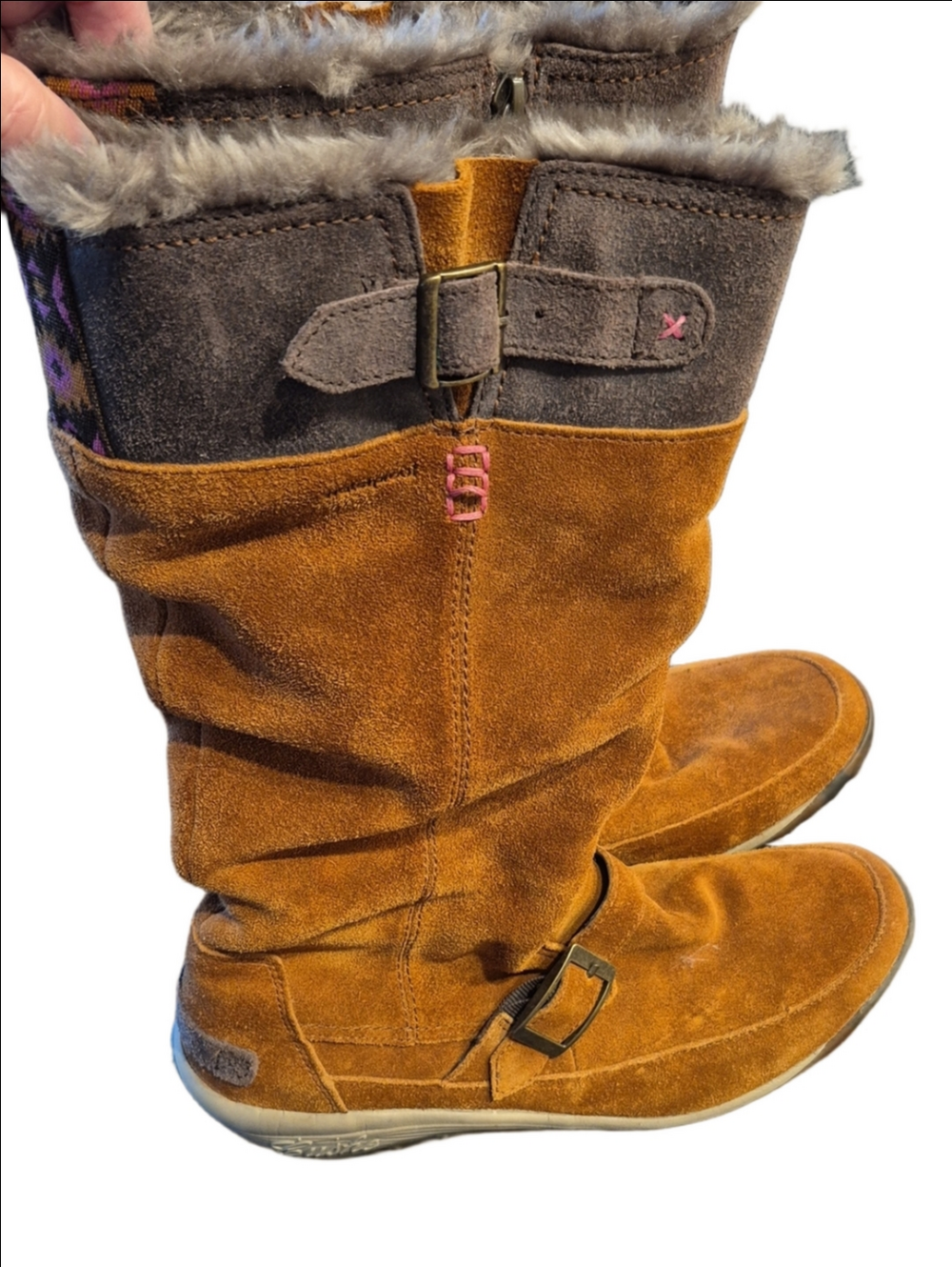Cushe Alpine Suede Mid-Calf Brown and Dark Brown Faux-Fur Fleece Lined Boots